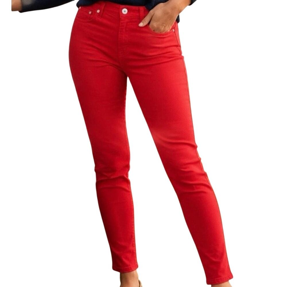 Vineyard Vines Womens Velvet High Rise Skinny Pants Size 6 Red Casual Everyday